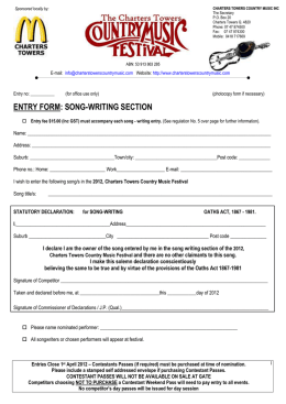 ENTRY FORM: SONG-WRITING SECTION