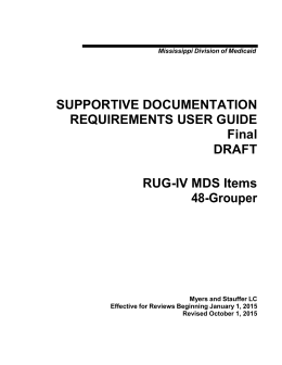 SUPPORTIVE DOCUMENTATION REQUIREMENTS USER GUIDE