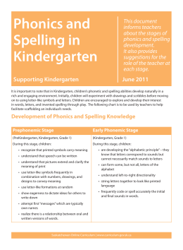Phonics and Spelling in Kindergarten