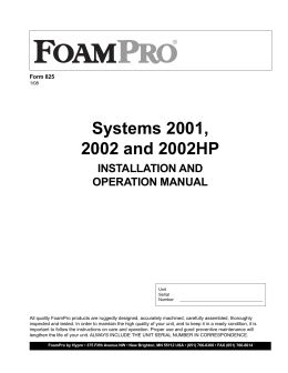 FoamPro 2001-2002 Installation and Operation Manual