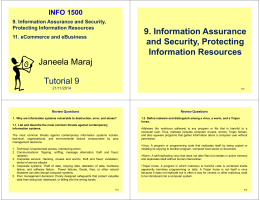 Janeela Maraj Tutorial 9 9. Information Assurance and Security