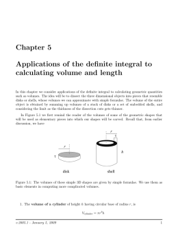 Chapter 5 Applications of the definite integral to calculating volume