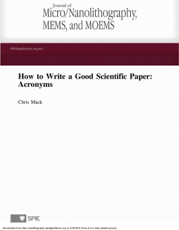 How to Write a Good Scientific Paper: Acronyms