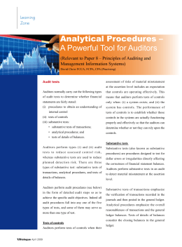 Analytical Procedures – A Powerful Tool for Auditors