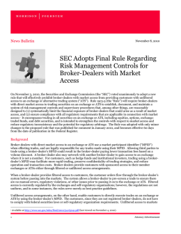 SEC Adopts Final Rule Regarding Risk Management