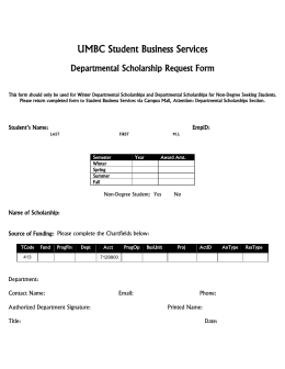 Departmental Scholarship Form - Student Business Services