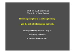 Bernd Streich - Handling complexity in urban planning and the role