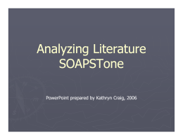 Analyzing Literature SOAPSTone - Chapman-CWHS