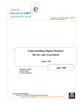 Understanding Digital Markets - MIT Center for Digital Business