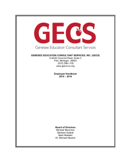 GENESEE EDUCATION CONSULTANT SERVICES, INC. (GECS) G