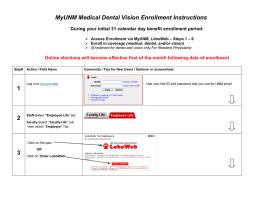 MyUNM Medical Dental Vision Enrollment Instructions
