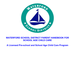 WATERFORD SCHOOL DISTRICT PARENT HANDBOOK FOR