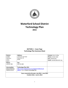 District Technology Plan - Waterford School District