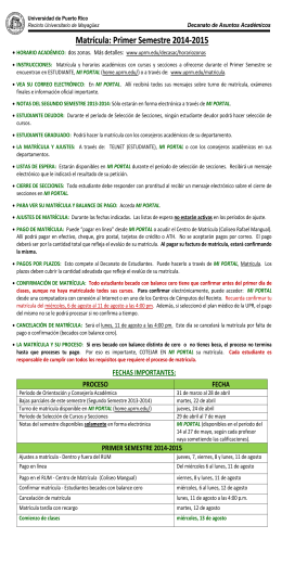 Proceso de Matrícula - Recinto Universitario de Mayagüez