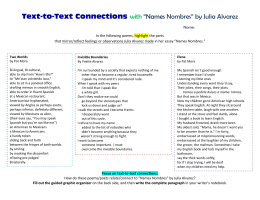 Text-to-Text Connections with “Names Nombres” by Julia Alvarez