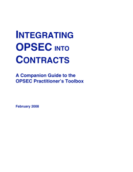 NTEGRATING OPSEC INTO CONTRACTS