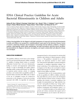 IDSA Clinical Practice Guideline for Acute Bacterial Rhinosinusitis in