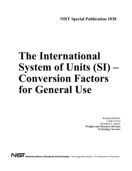 The International System of Units (SI) – Conversion Factors for