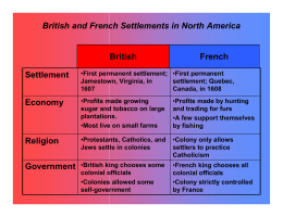 British and French settlements in North America