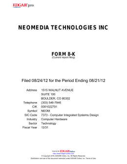 neomedia technologies inc