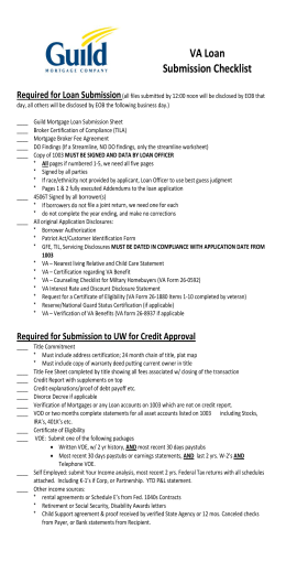 VA Loan Submission Checklist