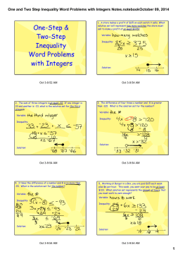 One and Two Step Inequality Word Problems with Integers Notes