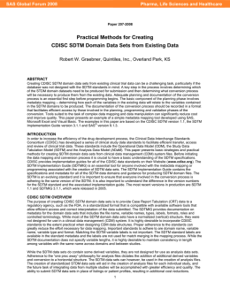 Practical Methods for Creating CDISC SDTM Domain