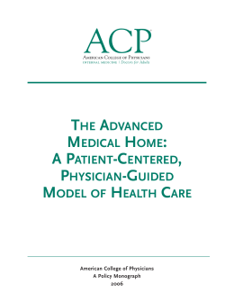 The Advanced Medical Home: A Patient