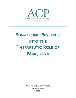 ACP Supporting research into the therapeutic role of marijuana