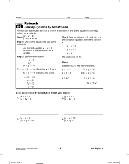 Reteach systems of equations substitution