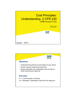 Cost Principles: Understanding 2 CFR 230 - NPI
