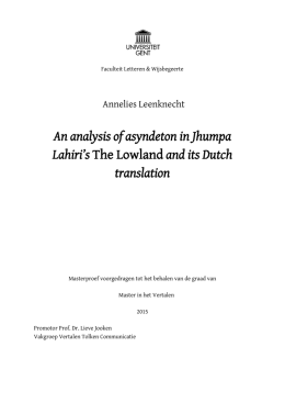 An analysis of asyndeton in Jhumpa Lahiri`s The Lowland and its