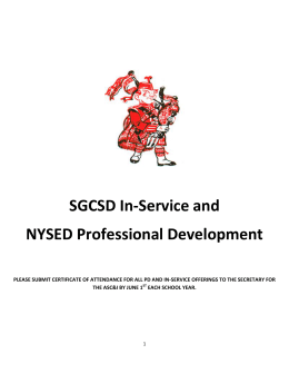 Overview of SGCSD In-Service and NYSED Professional