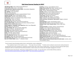 High School Summer Reading List 2016