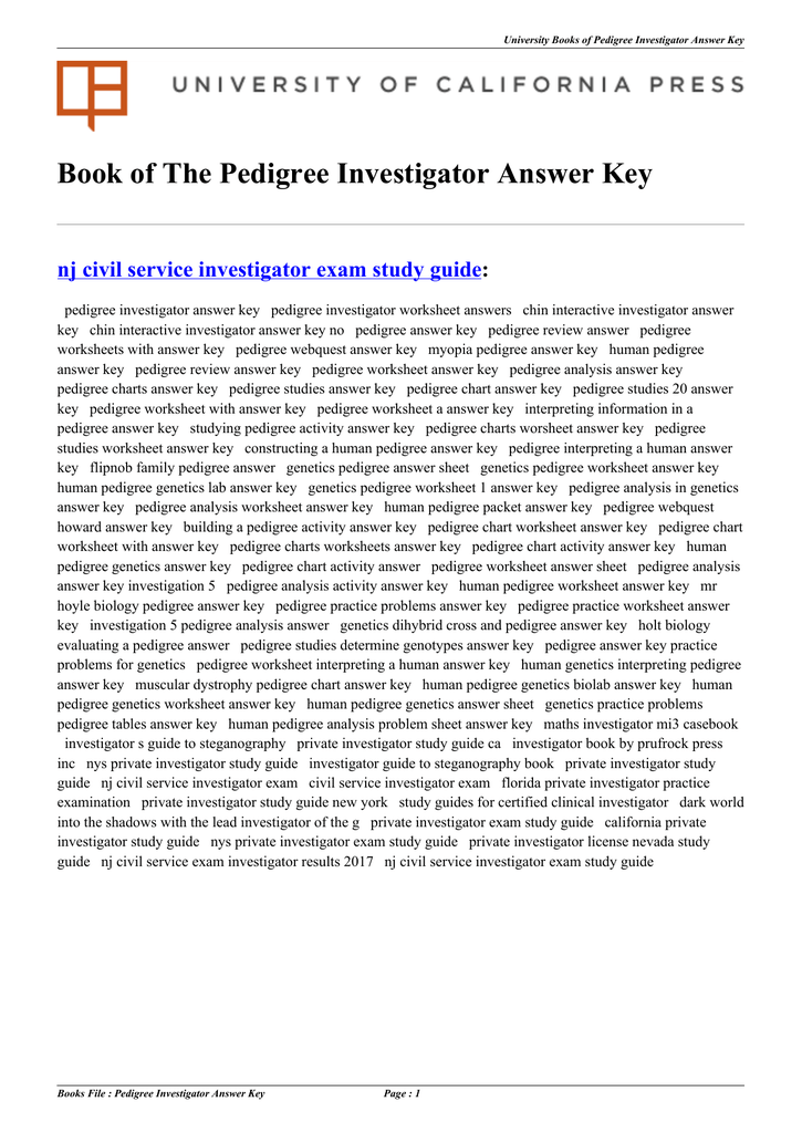 Pedigree Investigator Answer Key