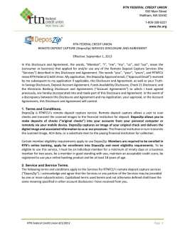 DeposZip Services Disclosure and Agreement