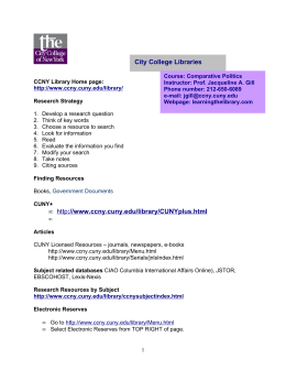 City College Libraries • http://www.ccny.cuny.edu/library/CUNYplus