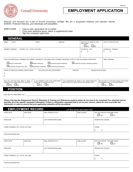 employment application - The Cornell Store