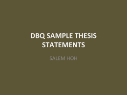 DBQ SAMPLE THESIS STATEMENTS