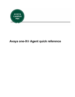 Avaya one-X® Agent Quick Reference Card