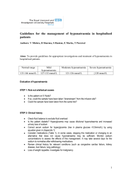 Guidelines for the management of hyponatraemia in hospitalised