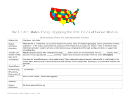 The United States Today: Applying the Five Fields of Social Studies