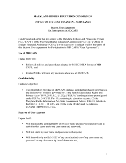 Student User Agreement - Maryland Higher Education Commission