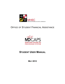 MD CAPS Student Manual - Maryland Higher Education Commission
