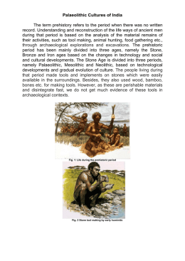 Palaeolithic Cultures of India The term prehistory refers to the period