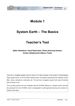 System Earth - The Basics - International Geoscience Education