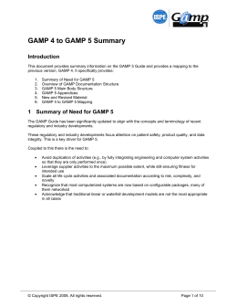 GAMP 4 to GAMP 5 Summary