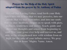 Prayer for the Help of the Holy Spirit adopted from the prayer by St