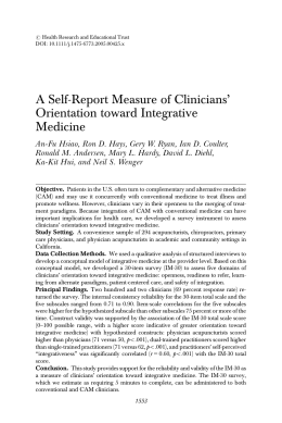 A Self-Report Measure of Clinicians` Orientation toward Integrative