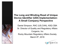 Corgenix Medical Corporation - Rocky Mountain Regulatory Affairs